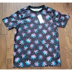NWT Kronic Printing Weed‎ Herb Psychedelic Leaf Unisex Multicolor Shirt Sz Small